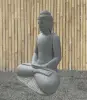 Product image 4 of the product “Seated Buddha, Borobudur style made of Riverstone in Dhyana position - gesture of meditation, H.102 cm, natural. ”